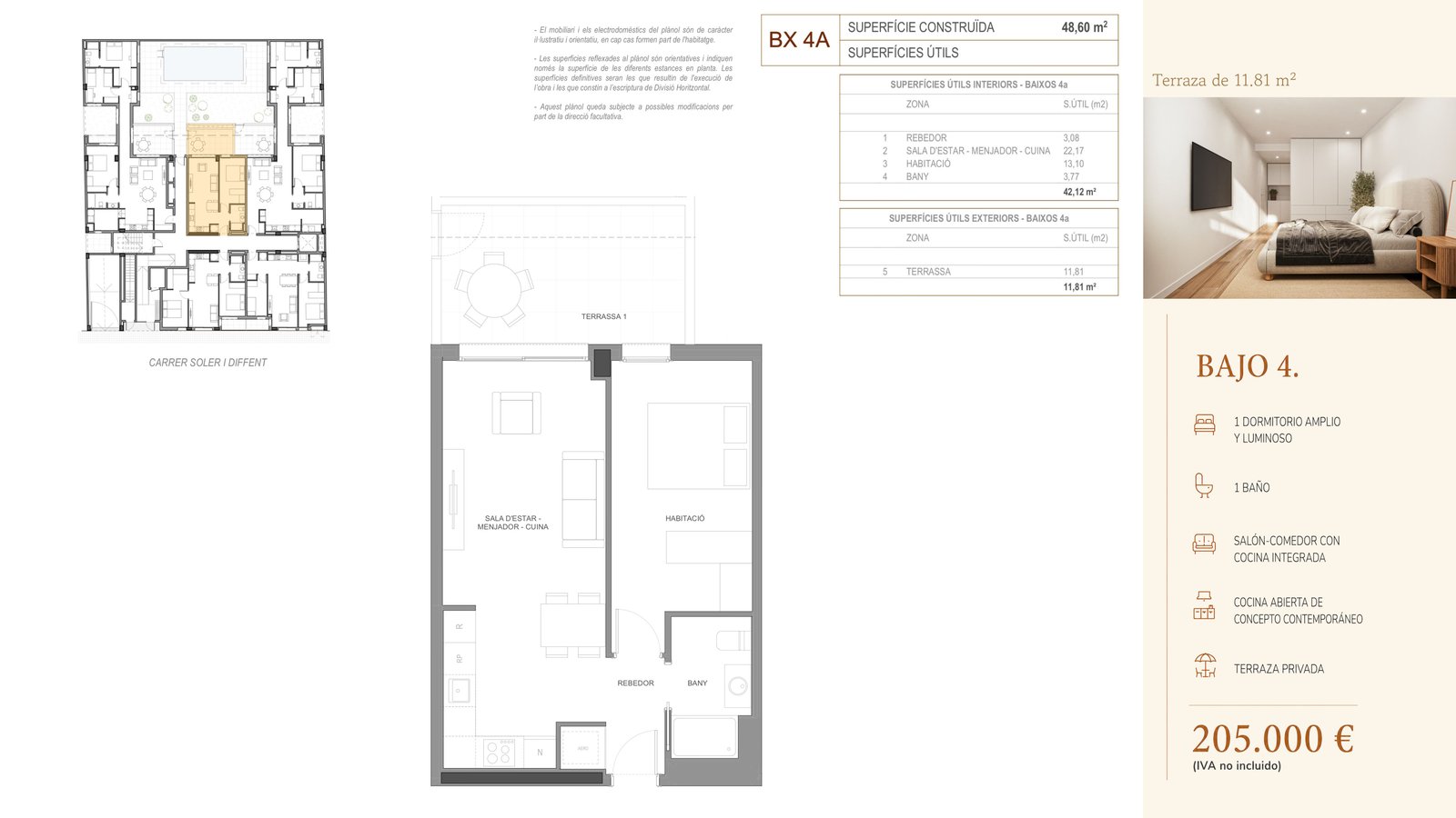 Plano de Bajo 4 en Residencial Soler i Diffent, vivienda reservada
