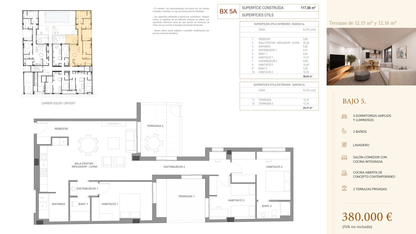 Plano documental de Bajo 5 en Residencial Soler i Diffent