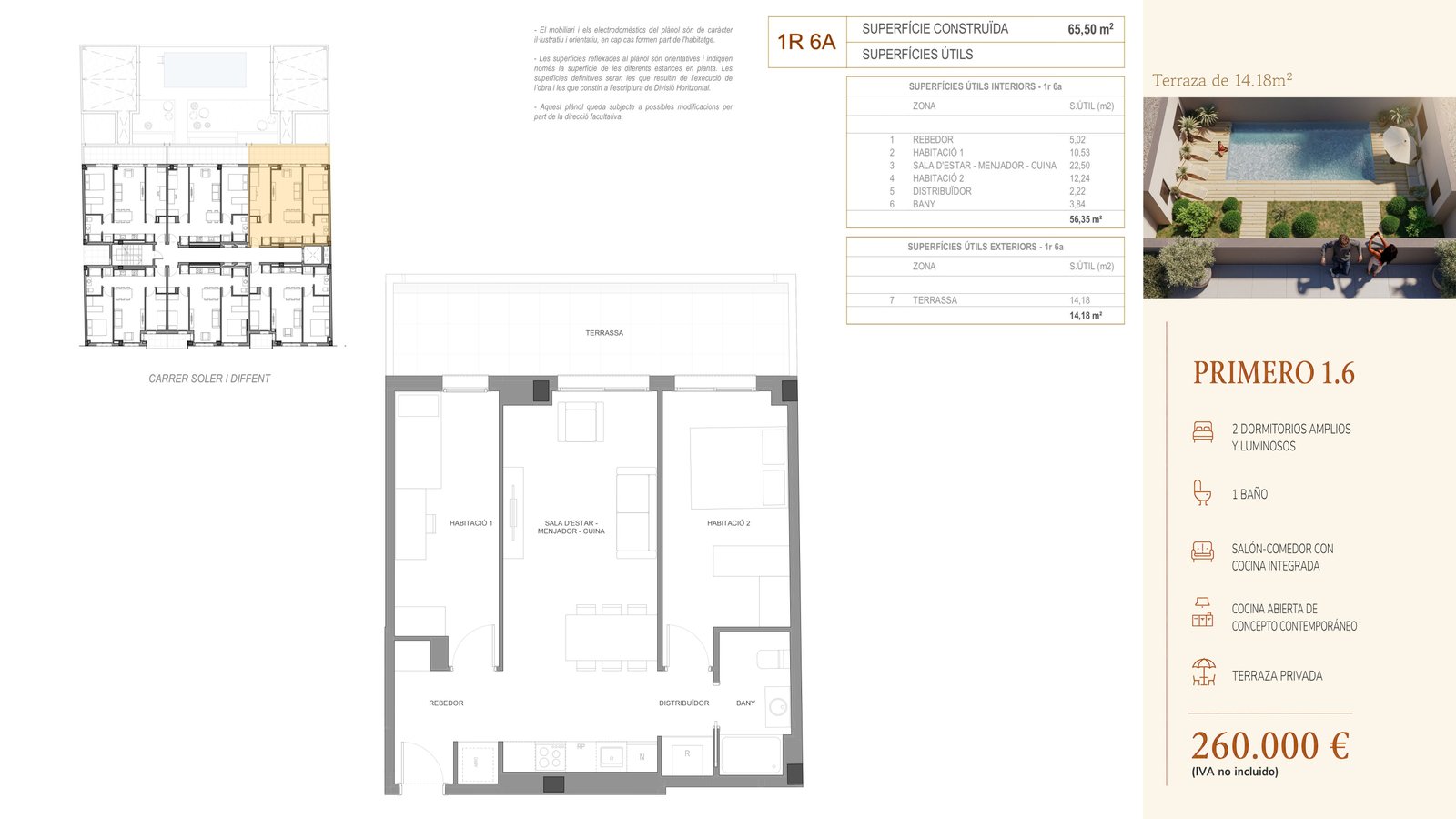 Plano documental de Primero 1.6 en Residencial Soler i Diffent