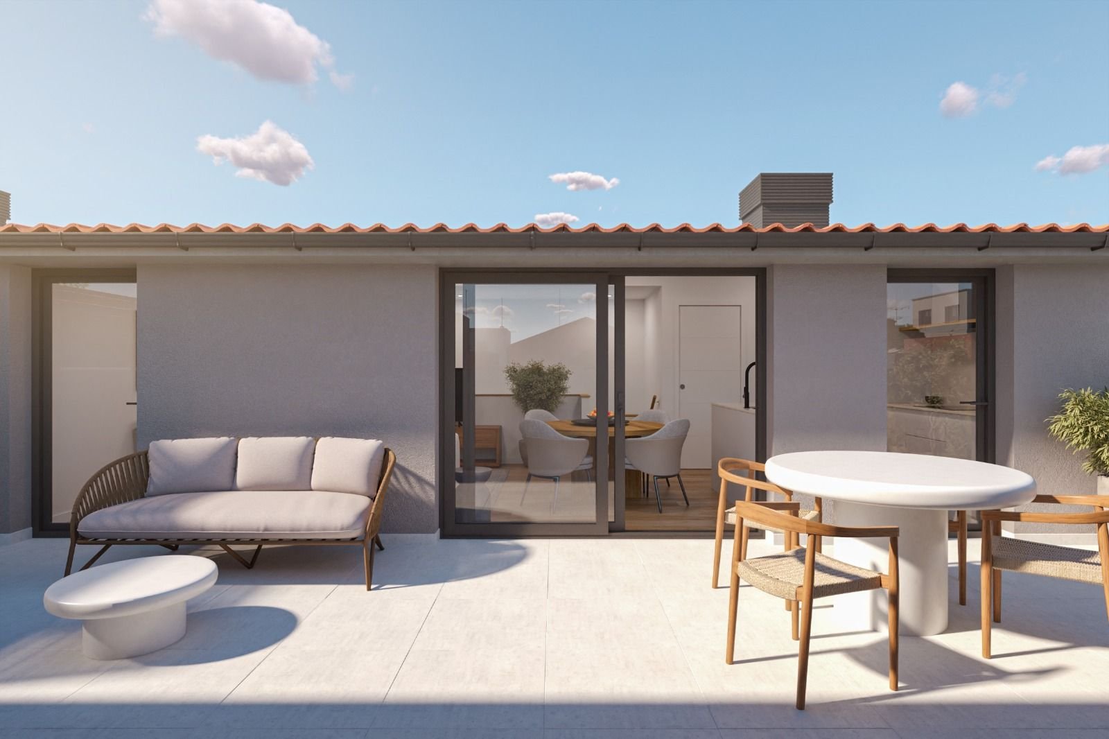 Render de terraza exterior de Residencial Soler i Diffent