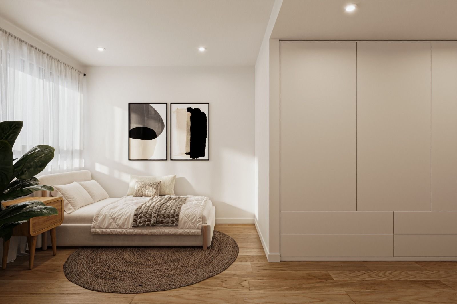 Render de dormitorio con armario de Residencial Soler i Diffent